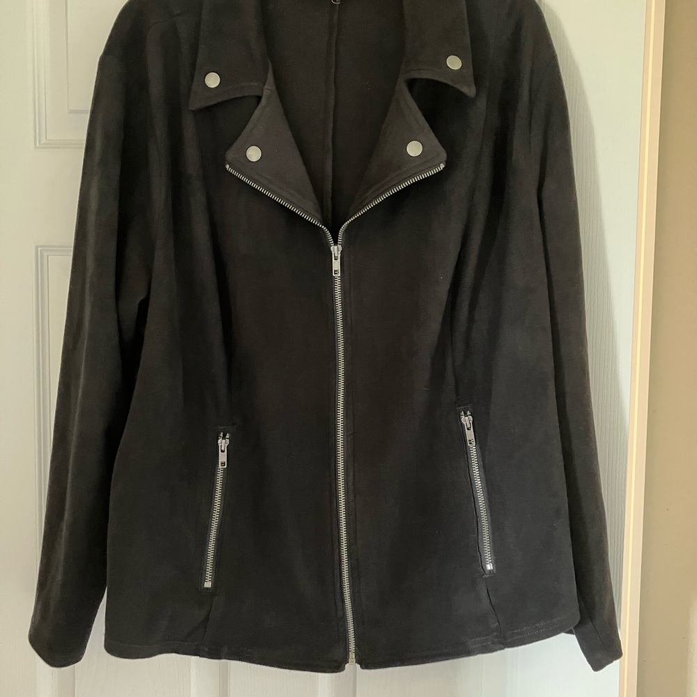 Style & Co Black Faux Suede Moto Jacket Size 3X